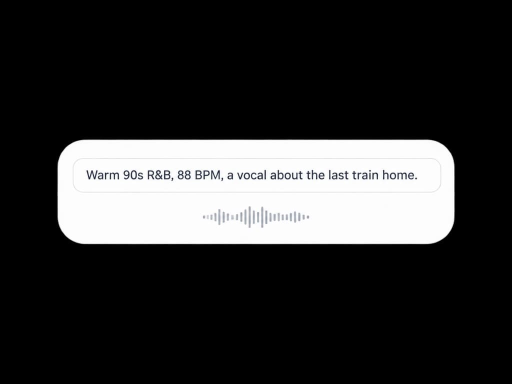 A text prompt turned into a full AI song with vocals